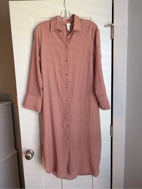 Long Sleeve Button-Front Women’s Dress in Dusty Rose